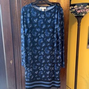 MICHAEL Michael Kors Navy Paisley Long Sleeve Sheath Dress